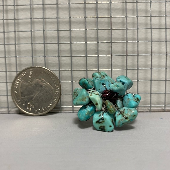 Silver metal, turquoise and purple ring - Picture 5 of 5